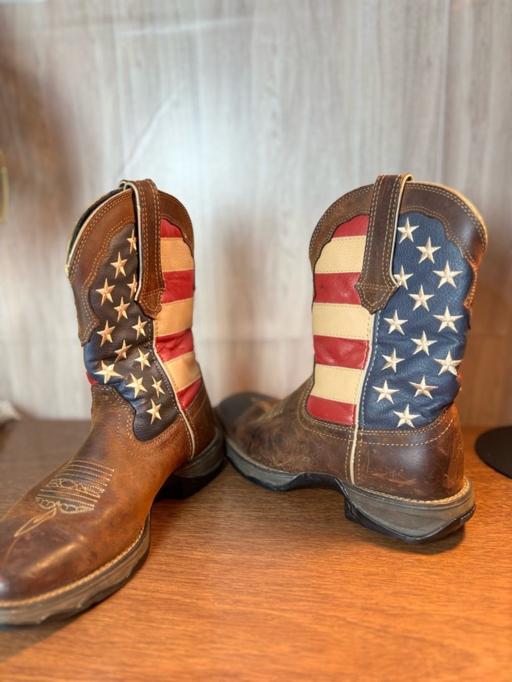 Durango Lady Rebel Brown Leather Western Boots with American Flag Shaft Women’s - Picture 3 of 15